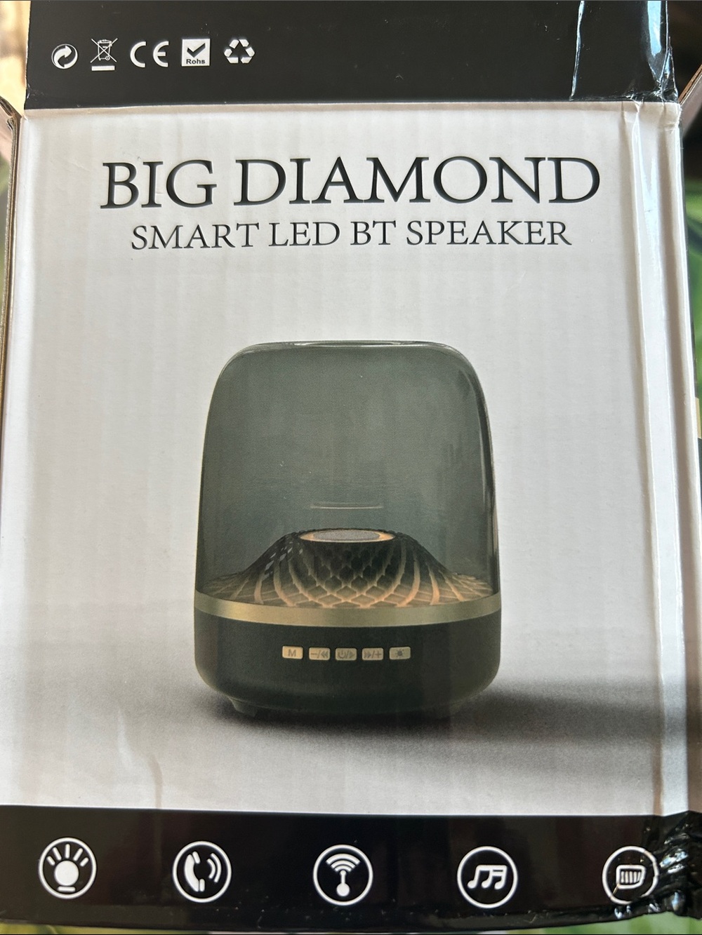 Diamond Supply Co. Big Diamond Smart LED Bluetooth Speaker - Black & Gold
